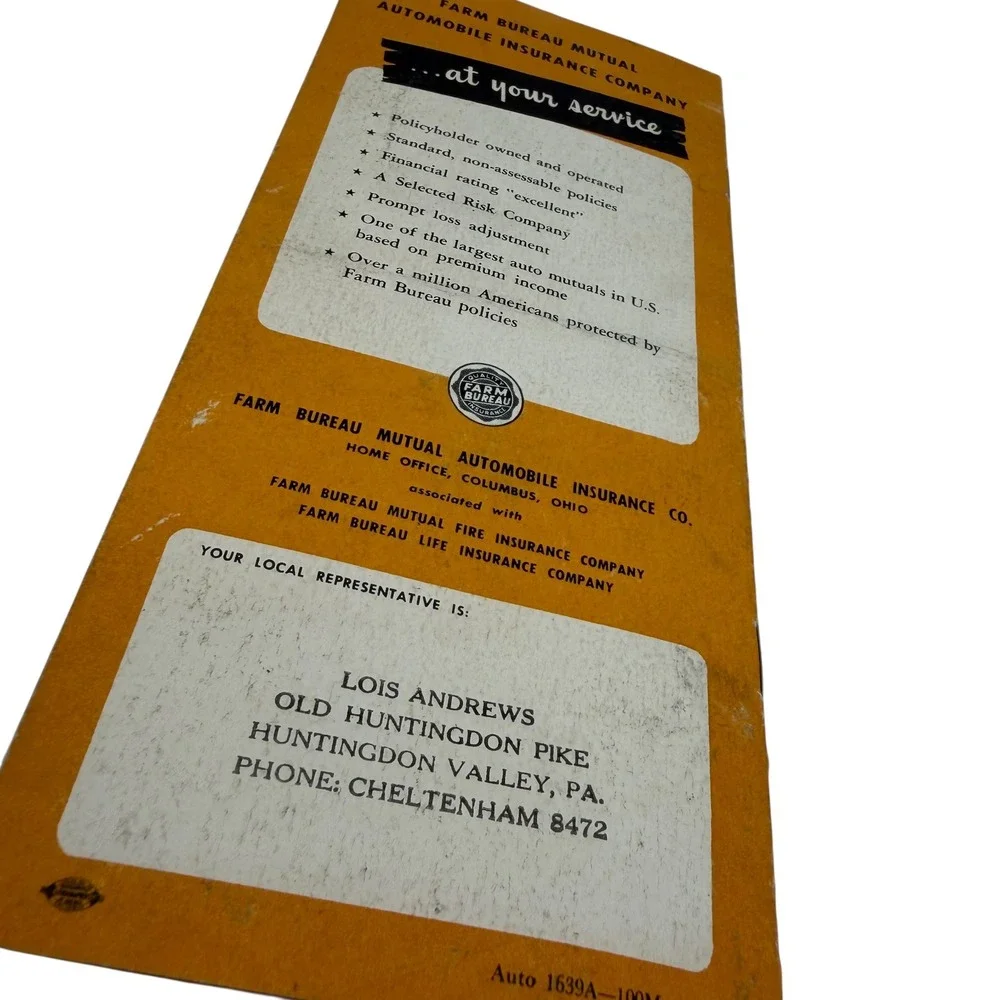 Farm‎ Bureau Mutual Automobile Insurance Co Vintage Brochure Policy Information